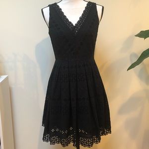 Black cotton crocheted lace dress